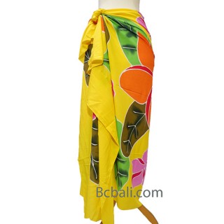 yellow rayon sarongs handpainting made in bali